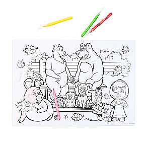 Puzzle Masha and the Bear with coloring
