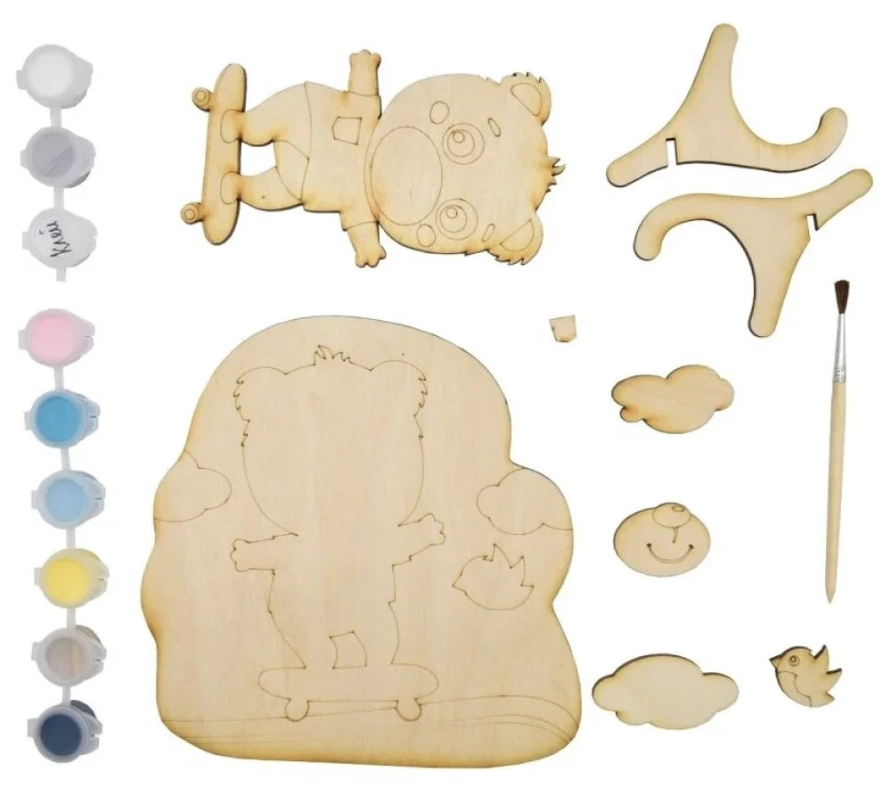 3D Picture Bear on Skateboard