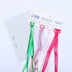 Ribbon Embroidery Set on Canvas Pink Roses
