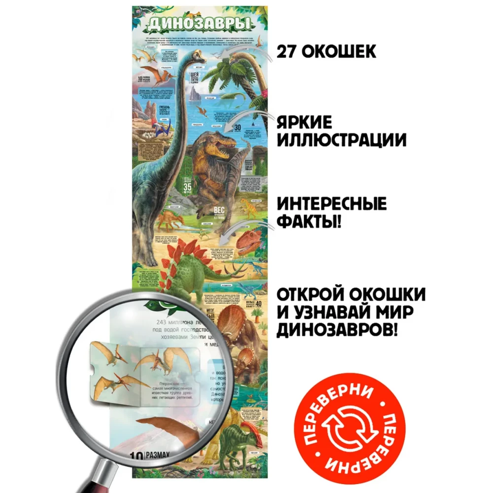 Poster with Windows. Dinosaurs