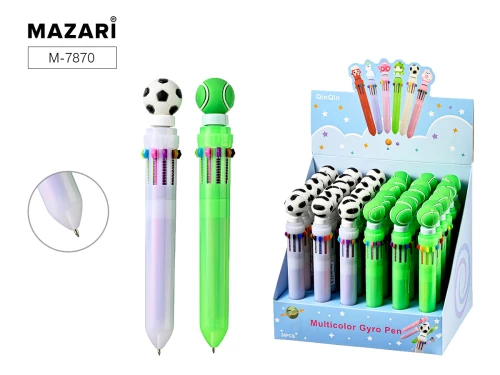 Ball rotate ballpoint pen, 10-color, 0.7mm