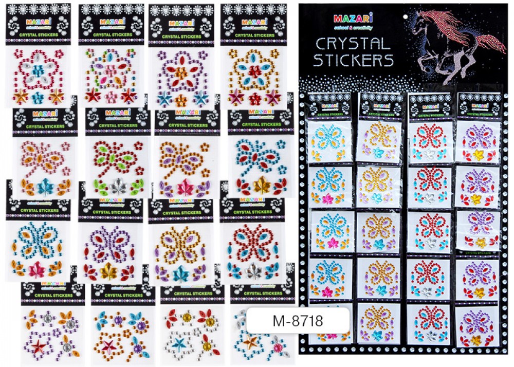 MAZARI Assorted Stickers with Rhinestones-2, 4 Designs (1 pc)