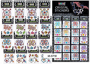 MAZARI Assorted Stickers with Rhinestones-2, 4 Designs (1 pc)