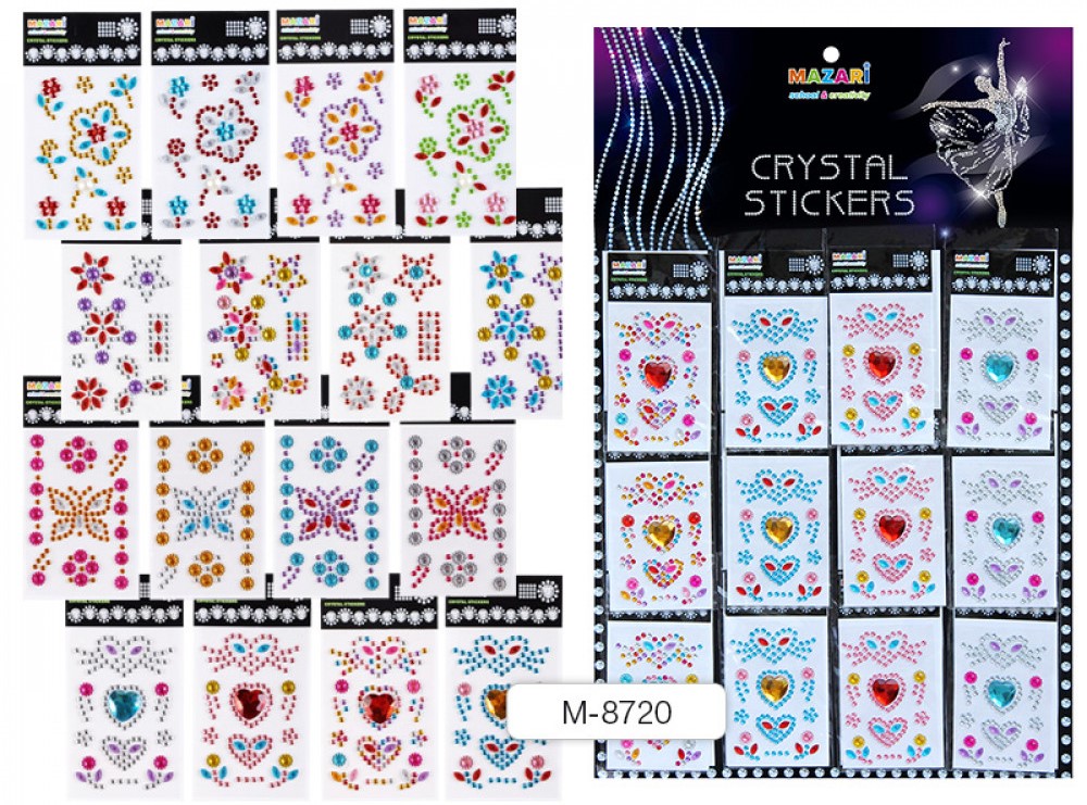 MAZARI Rhinestone Stickers Assorted-4, 4 Designs (1 pc)