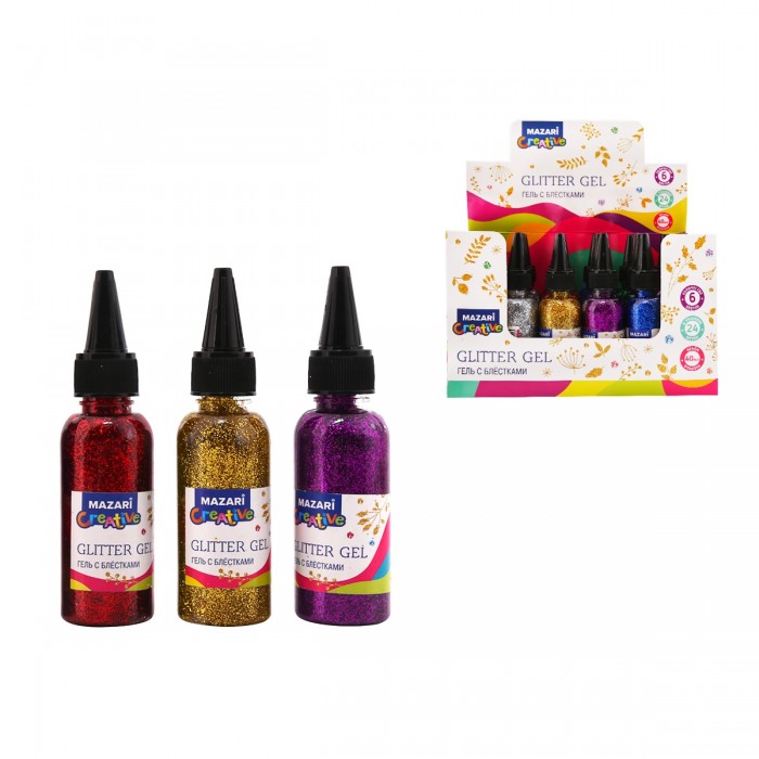 Flicker Glitter Gel (6 colors of 40 ml each)