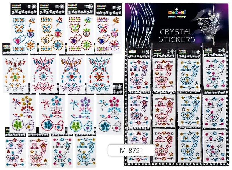 Stickers with rhinestones MAZARI Assorted-5, 4 designs (1 pc)