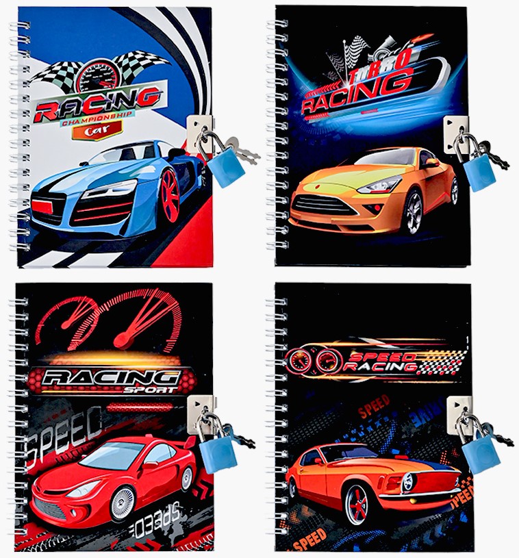 Notebook with a Lock Cars