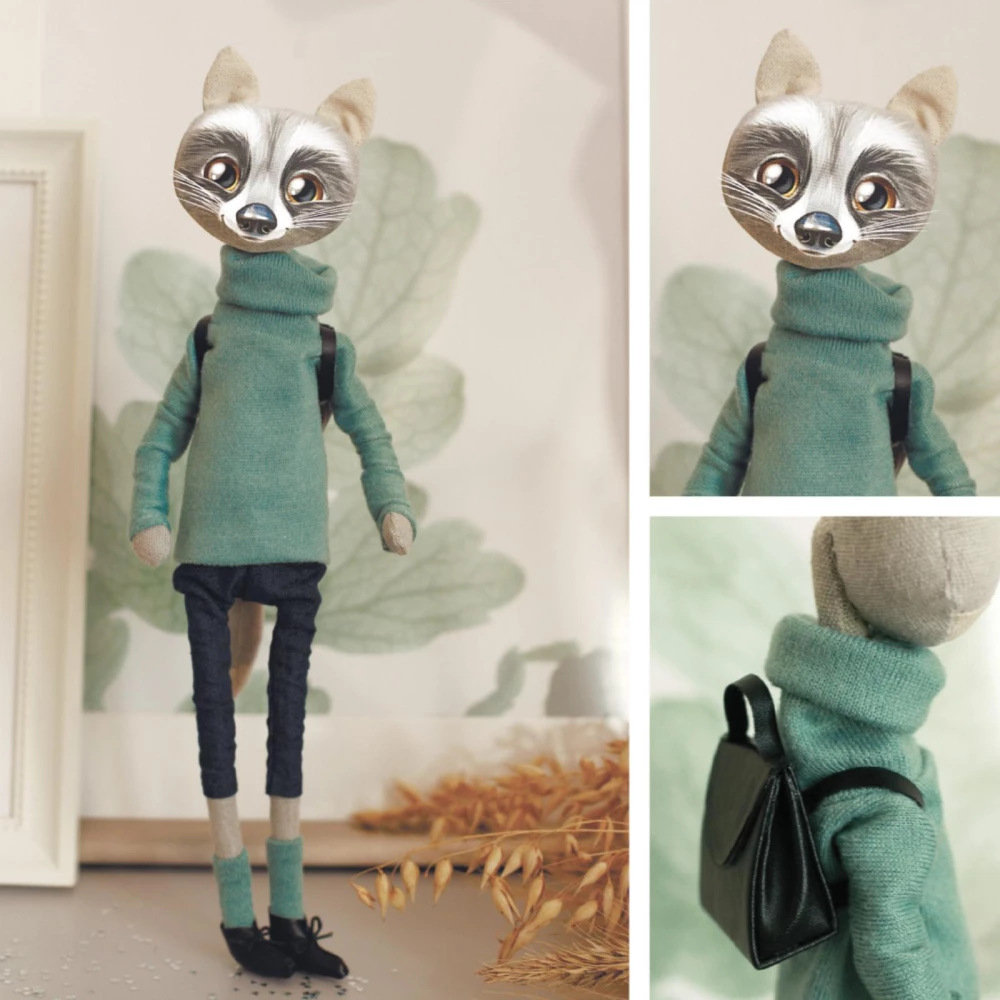 Sewing Kit. DIY Plush Toy Raccoon Jake, 35 cm