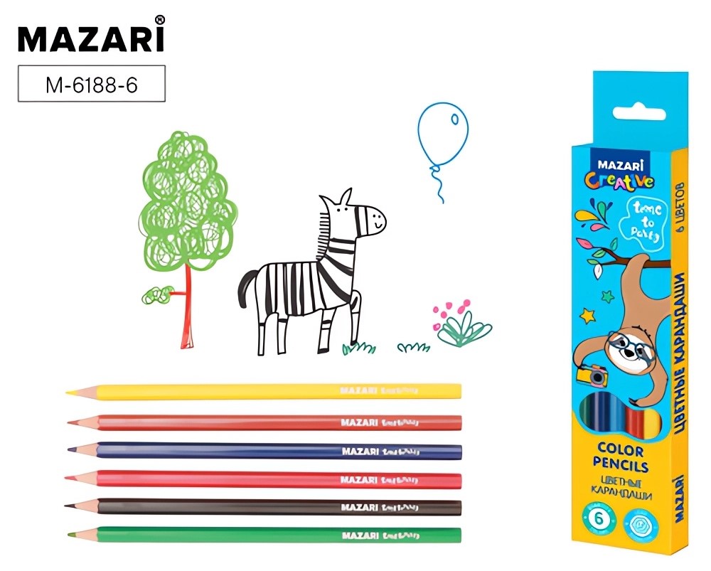 Colored plastic pencils Time to party, 6 colors