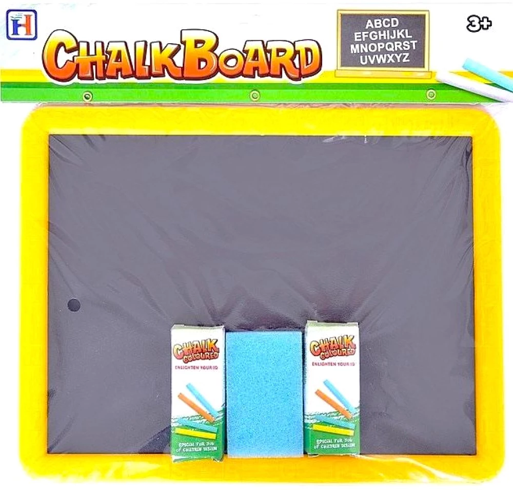 Drawing board with chalk and sponge. ChalkBoard