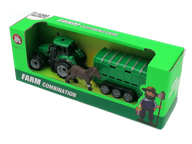 Toy Tractor with Horse Trailer
