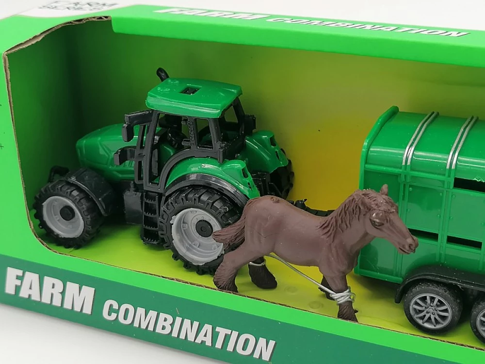 Zabawka Traktor z przyczepą dla konia