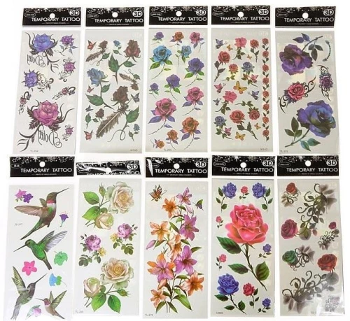 3D Tattoo Set Flowers (19x9 cm)