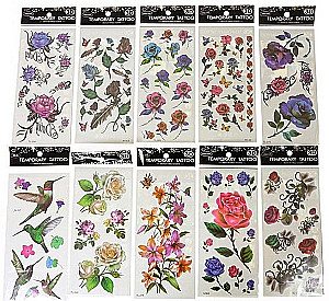3D Tattoo Set Flowers (19x9 cm)