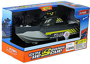 Battery-operated Police Boat with Sound and Light, Gray