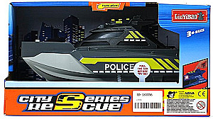 Battery-operated Police Boat with Sound and Light, Gray