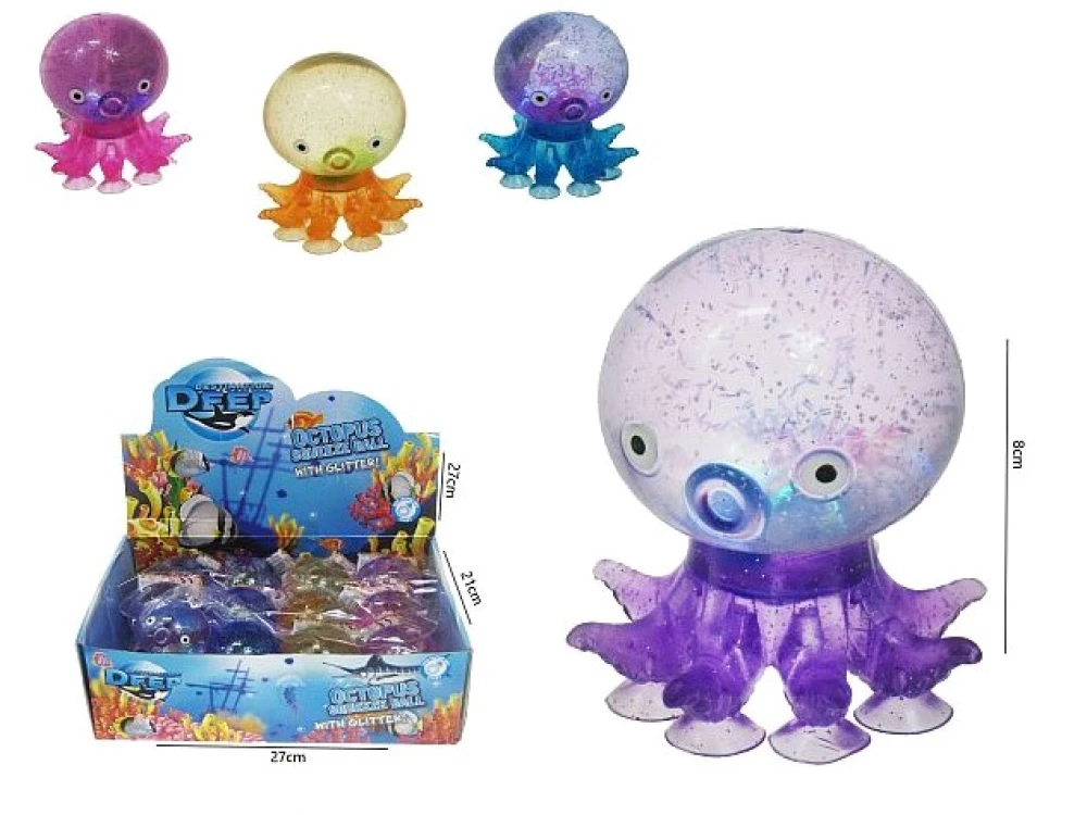 Stress Relief Toy. Octopus with Glitter