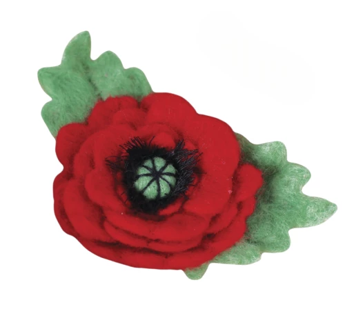 Wool Poppy Brooch
