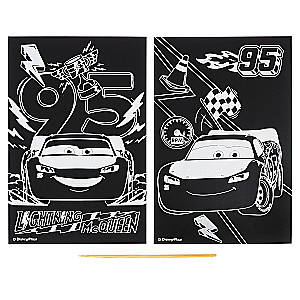Engraving with Rainbow Background of Cars