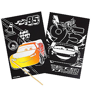 Engraving with Rainbow Background of Cars