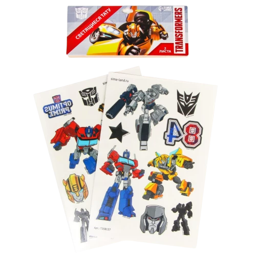 Children's tattoos, glow in the dark Transformers