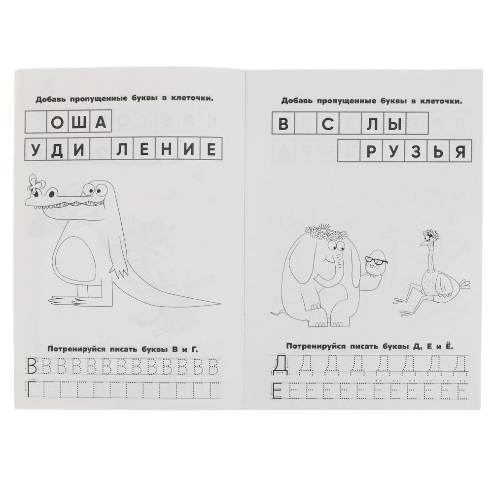 Alphabet. First Coloring Book A5 with Exercises Zebra in a Cell