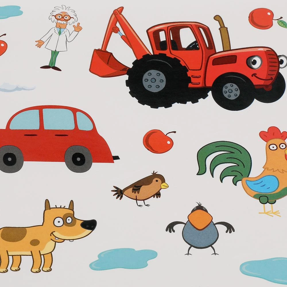 Engaging Stickers. Funny Mix-Up. Blue Tractor