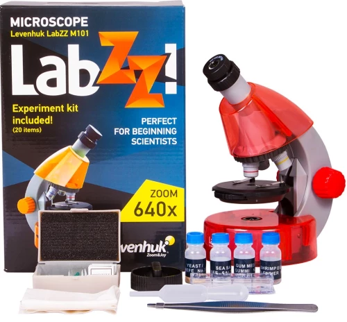 Levenhuk LabZZ M101 Orange Children's Microscope, 40x-640x, with Experiment Kit