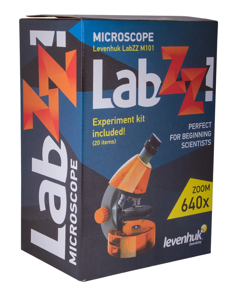Levenhuk LabZZ M101 Orange Children's Microscope, 40x-640x, with Experiment Kit