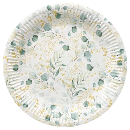 Disposable plates Golden Eucalyptus (8 pcs)