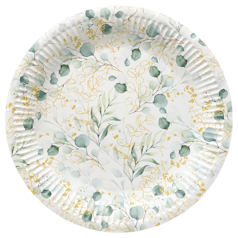 Одноразовые тарелки "Golden Eucalyptus" (8 шт.)