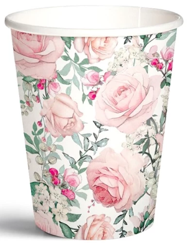 Disposable Cup Gorgeous Roses 250 ml