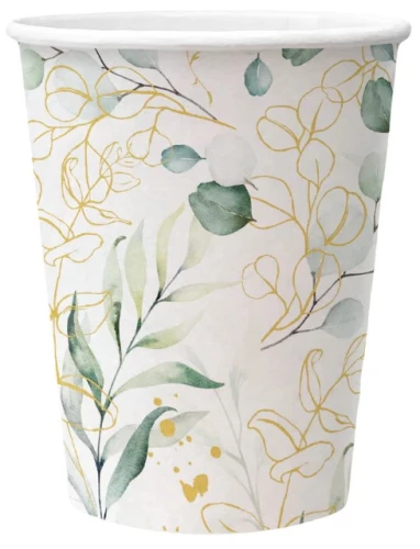 Disposable cup Golden Eucalyptus 250 ml