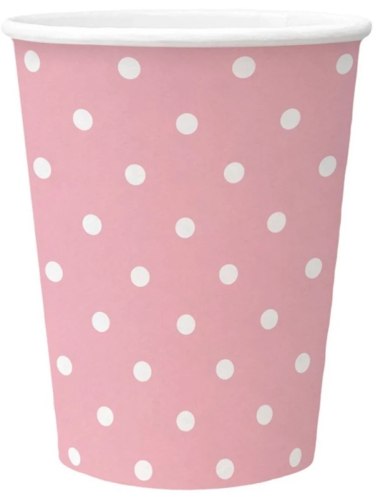 Disposable Cup Dots Light Pink 250 ml