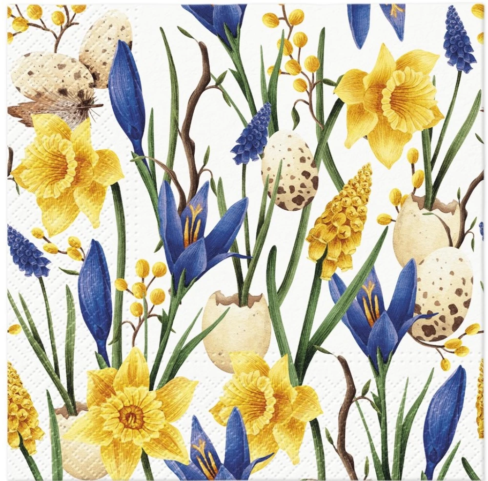 Muscari with Daffodils Napkins, 33x33 cm, 20 pieces