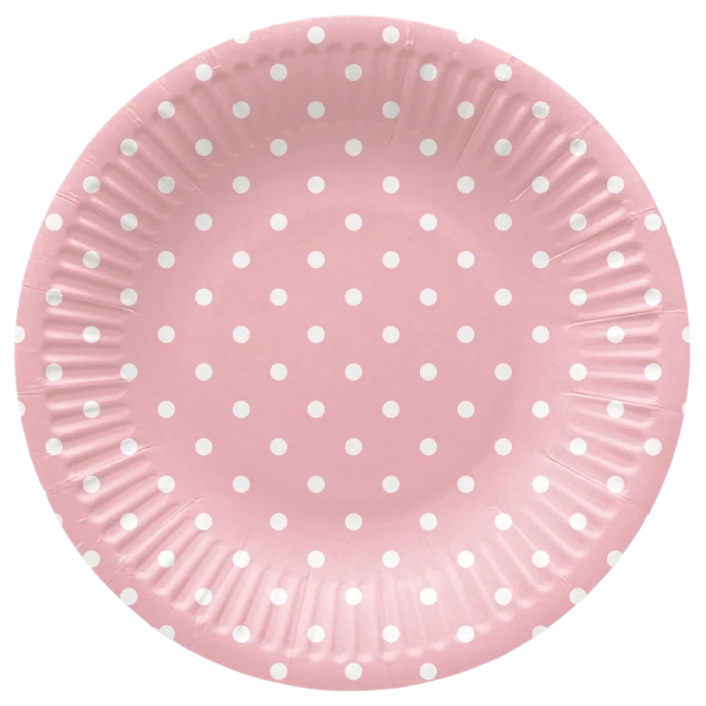 Jednorazowe talerzyki Dots Light Pink (8 sztuk)