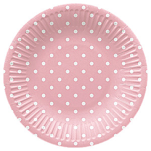 Jednorazowe talerzyki Dots Light Pink (8 sztuk)