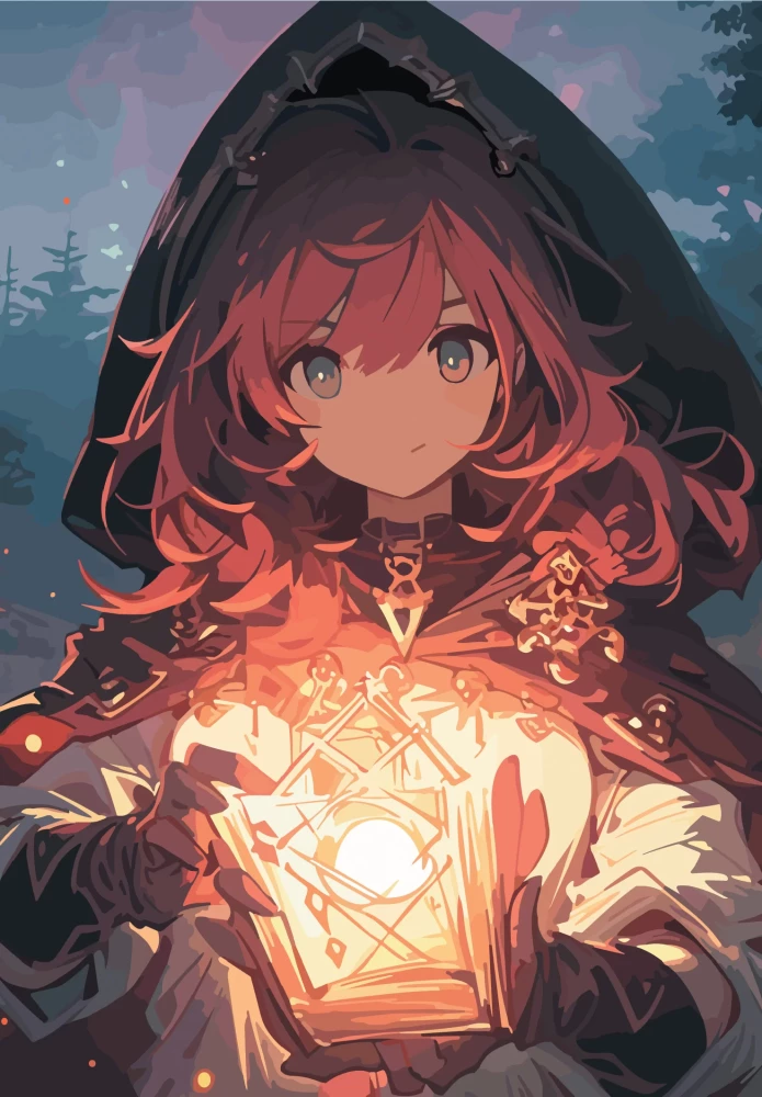 Anime Notebook. Magical World. Girl with Candles