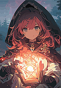 Anime Notebook. Magical World. Girl with Candles