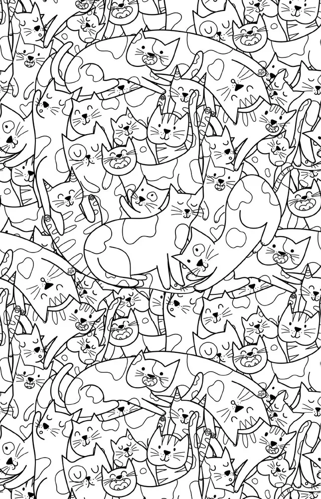 Find Your Kitty. A Coloring Book for Object Finding