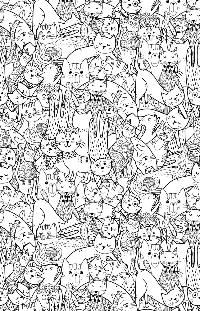 Find Your Kitty. A Coloring Book for Object Finding