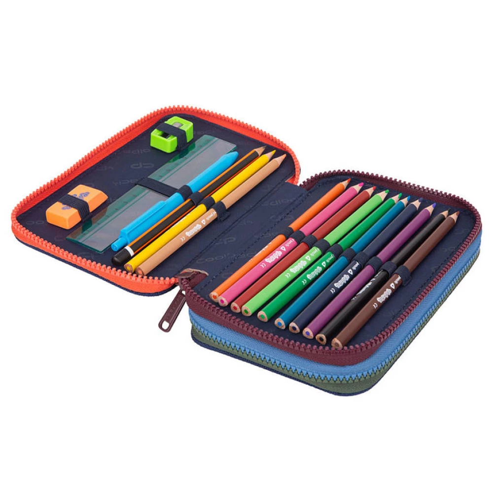 Pencil case with 2 compartments and accessories Coolpack Jumper 2 - Space adventure
