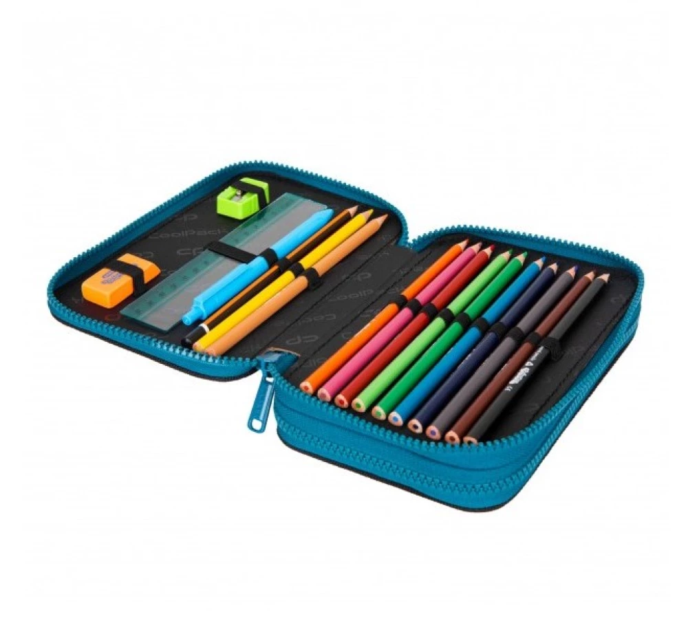 Penal with 2 compartments and accessories Coolpack Jumper 2 - Fossil