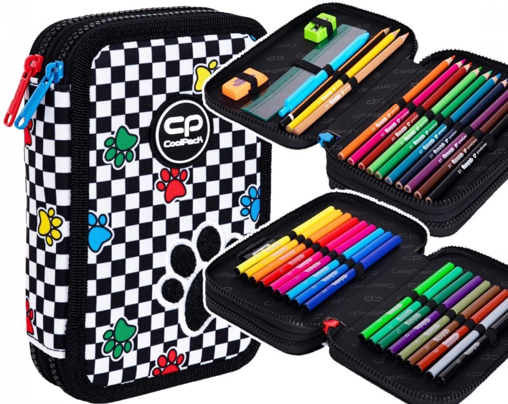 Pencil case with 2 compartments and accessories Coolpack Jumper 2 - Catch me