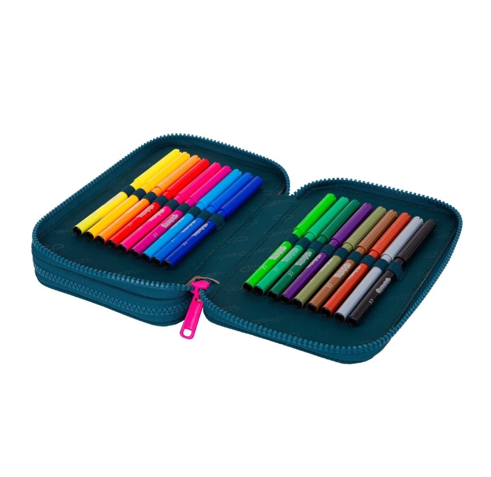 Pencil case with 2 compartments and accessories Coolpack Jumper 2 - Sunny day