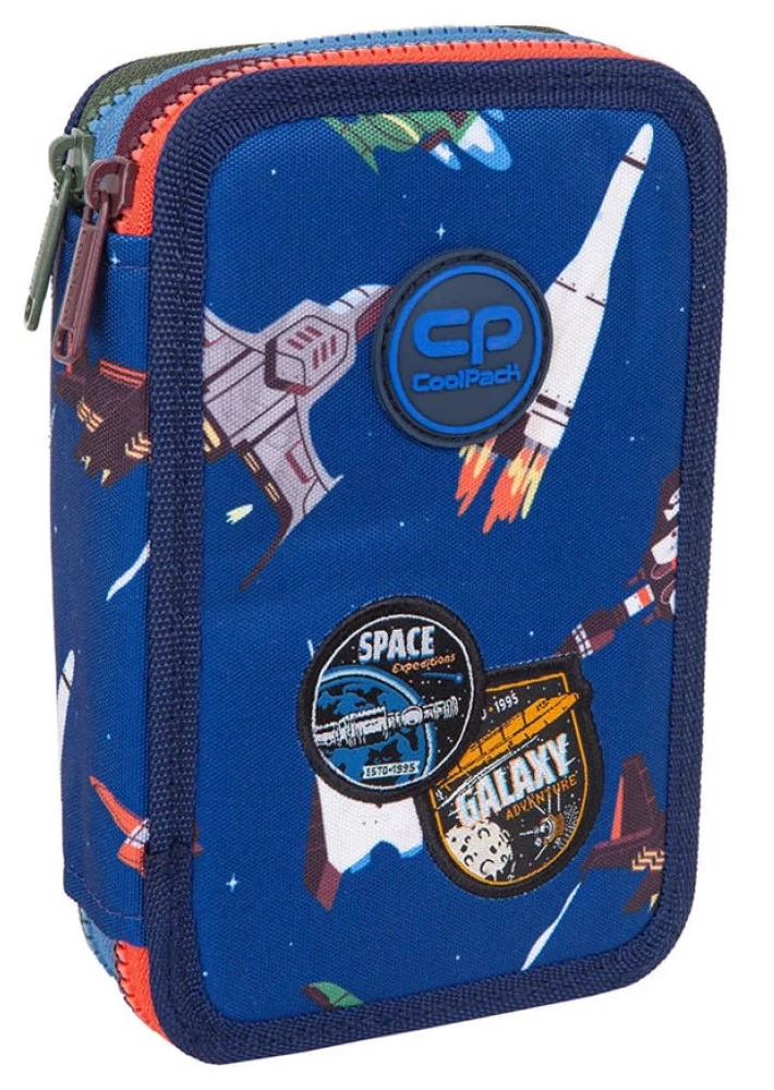 Pencil case with 2 compartments and accessories Coolpack Jumper 2 - Space adventure