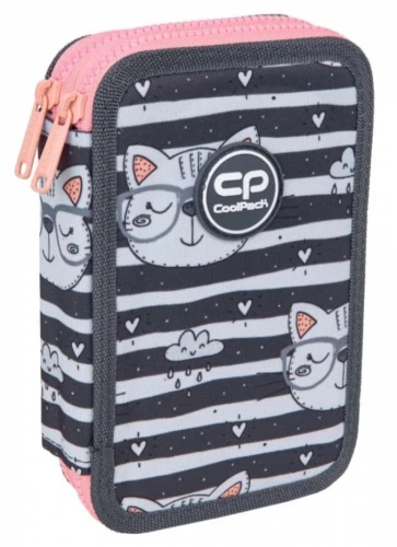 Pencil case with 2 compartments and accessories Coolpack Jumper 2 - Catnip