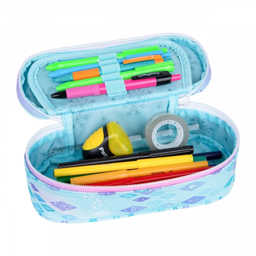 Pencil case with 2 compartments and accessories Coolpack Campus - Frozen