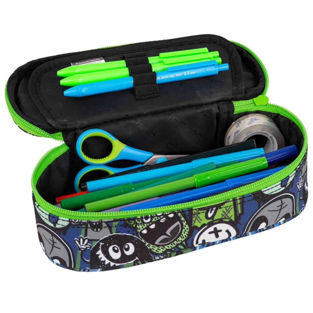 Pencil case with 1 compartment without equipment Coolpack CAMPUS - Monster team