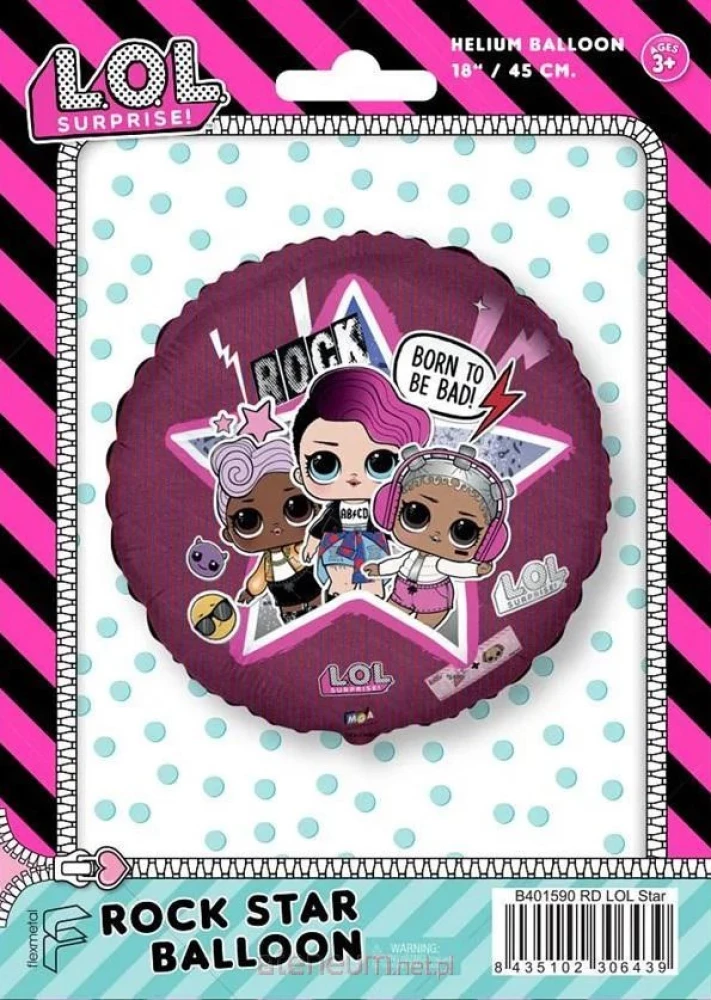 Foil Balloon 18"/46cm. LOL Dolls. Rock Stars